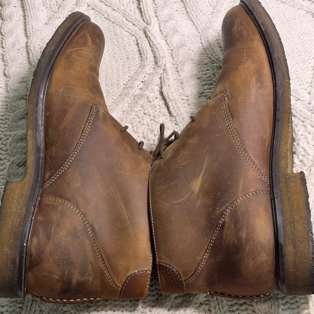 Johnston & Murphy Chukka Boots Brown Distressed Leather Memory Foam Mens 11.5 M